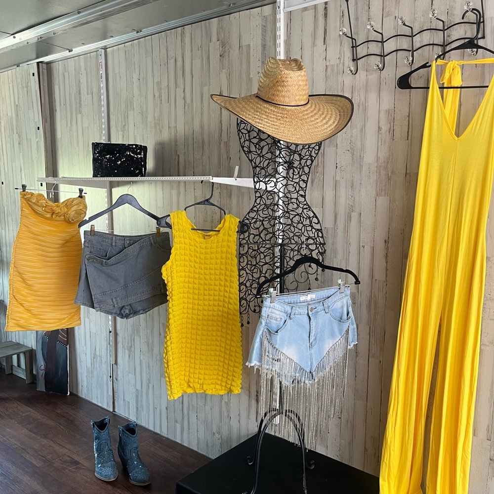 Yellow Maxi Dress and Denim Shorts